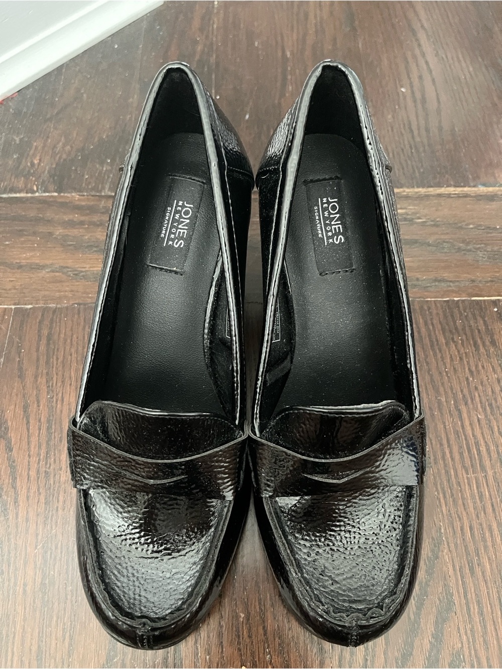 Jones New York Black Patent Penny Heel Loafers